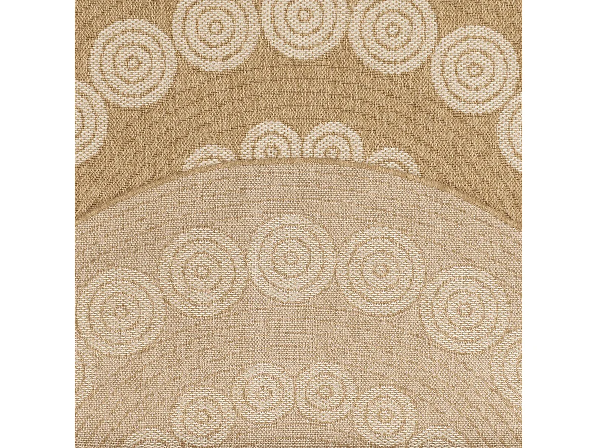 Tappeto da esterno Ø80cm tessuto rotondo kilim beige e bianco JUTE ART 8