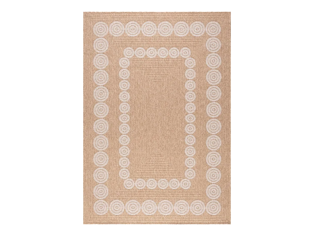 Tappeto da esterno Ø80cm tessuto rotondo kilim beige e bianco JUTE ART 8