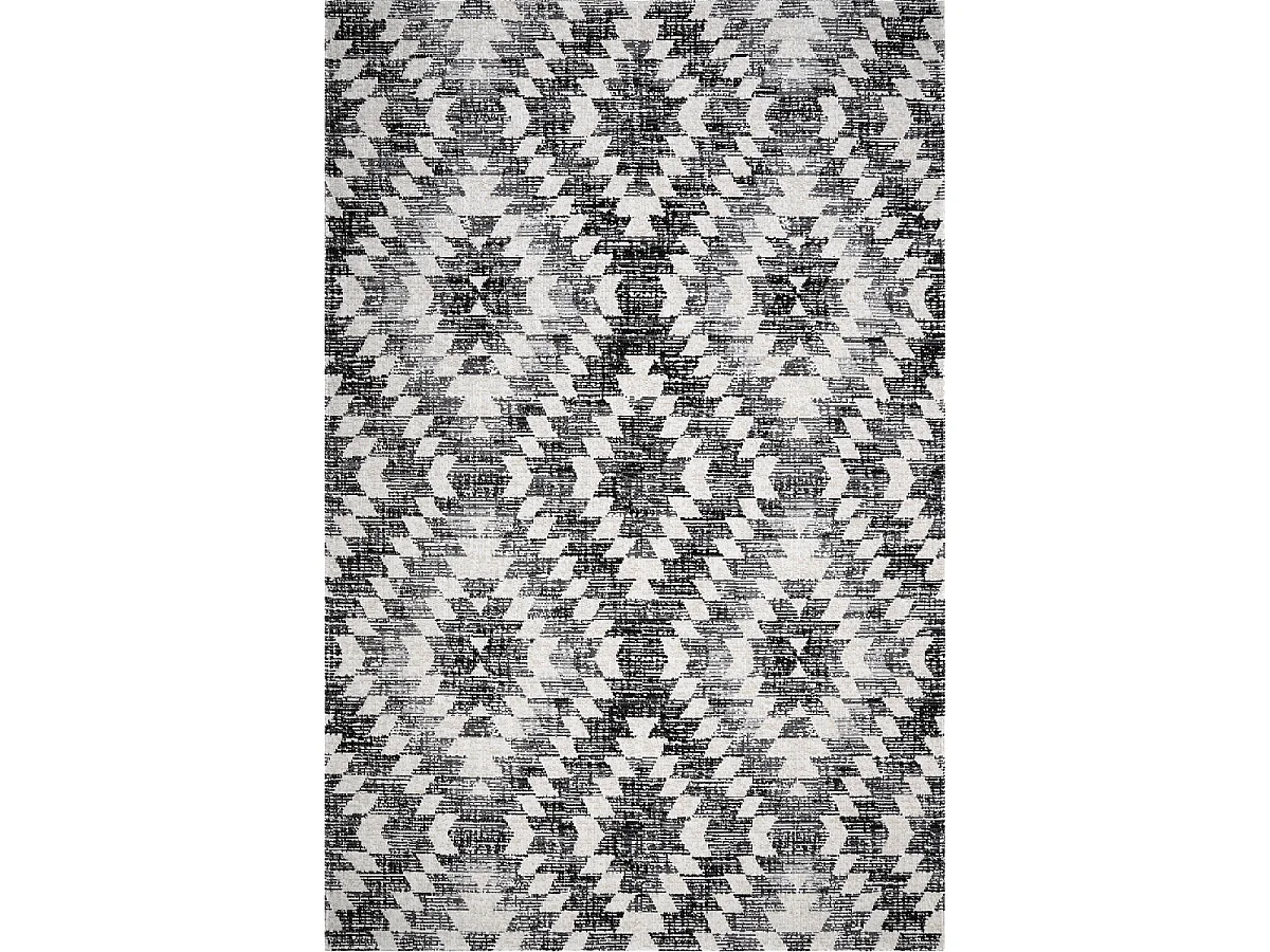 Tapis extérieur 200x280 tissé kilim gris et noir SANDRINE