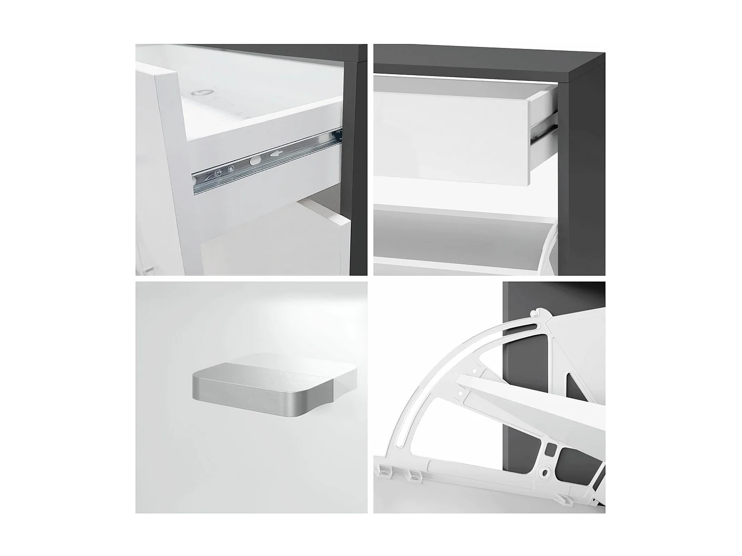 Meuble à Chaussures Noir Mat Et Optique Marbre Graphite (lxhxp) : 155,5 X 95 X 28