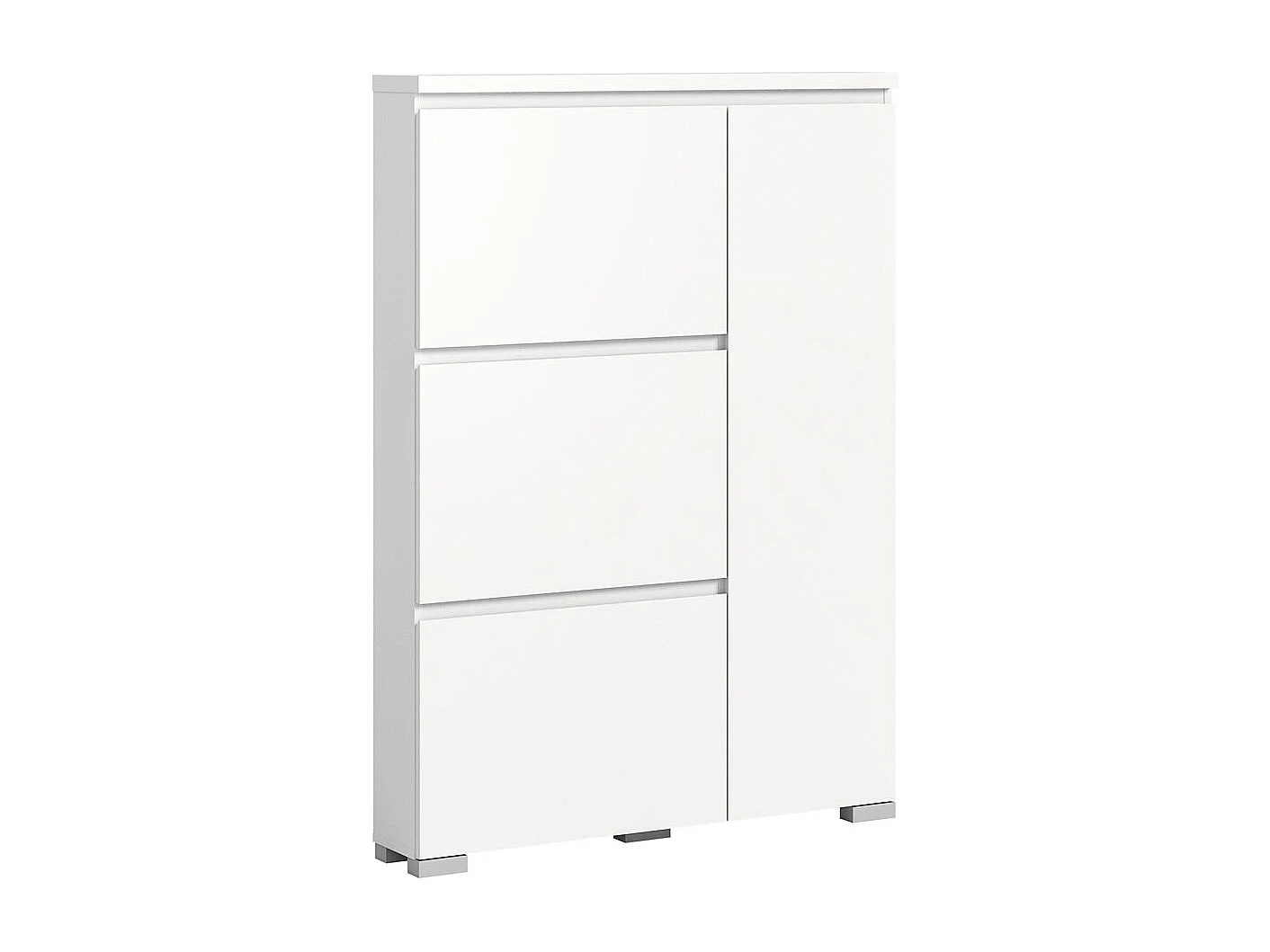 Shoelove meuble à chaussures 1 porte, 3 claquement de portes 95x130cm blanc.