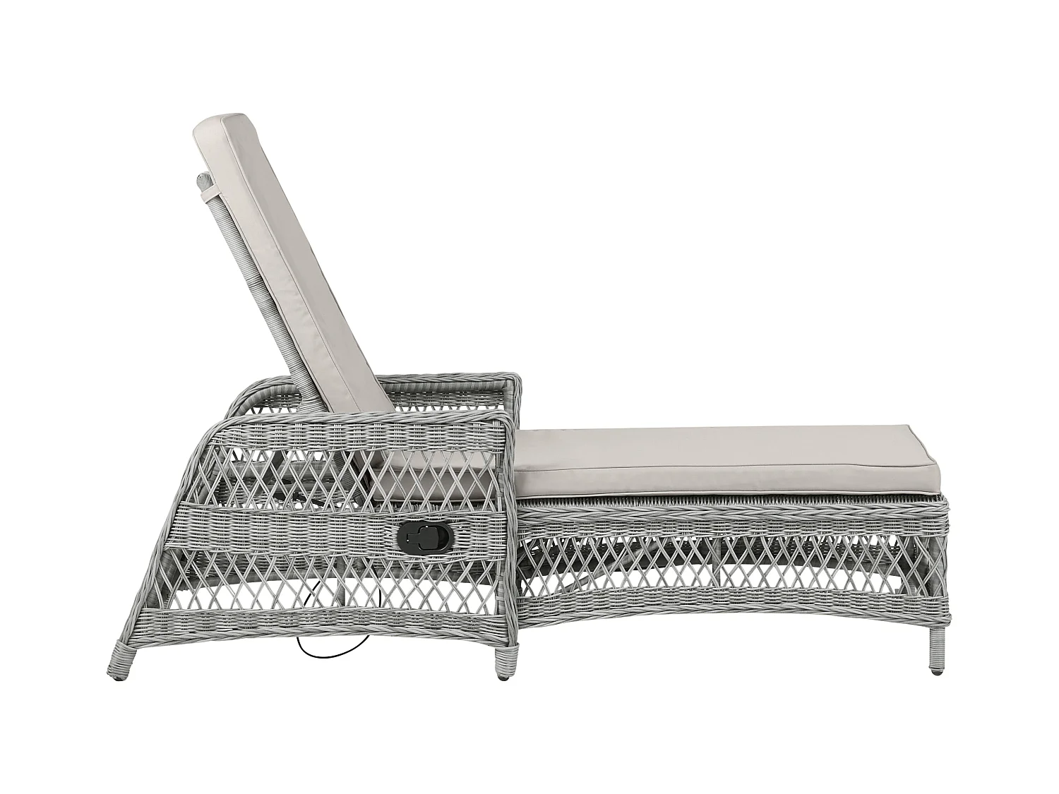 Hven Chaise longue de jardin avec matelas et poignée d'inclinaison, couleur couleur sable.