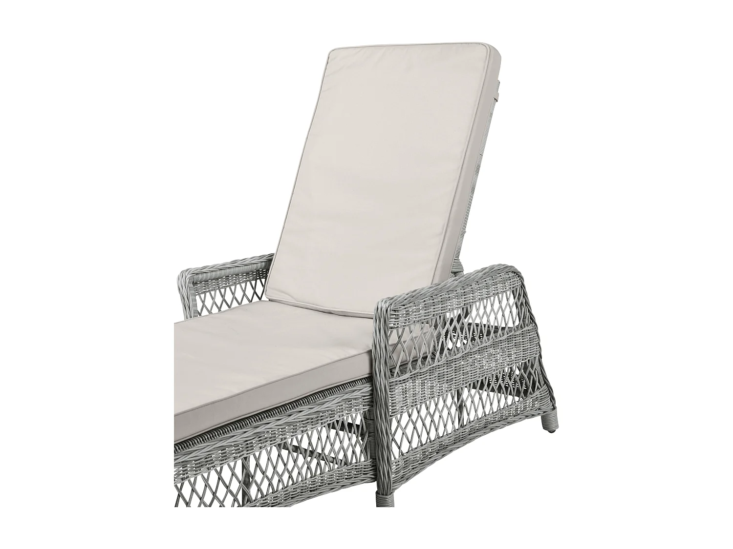 Hven Chaise longue de jardin avec matelas et poignée d'inclinaison, couleur couleur sable.