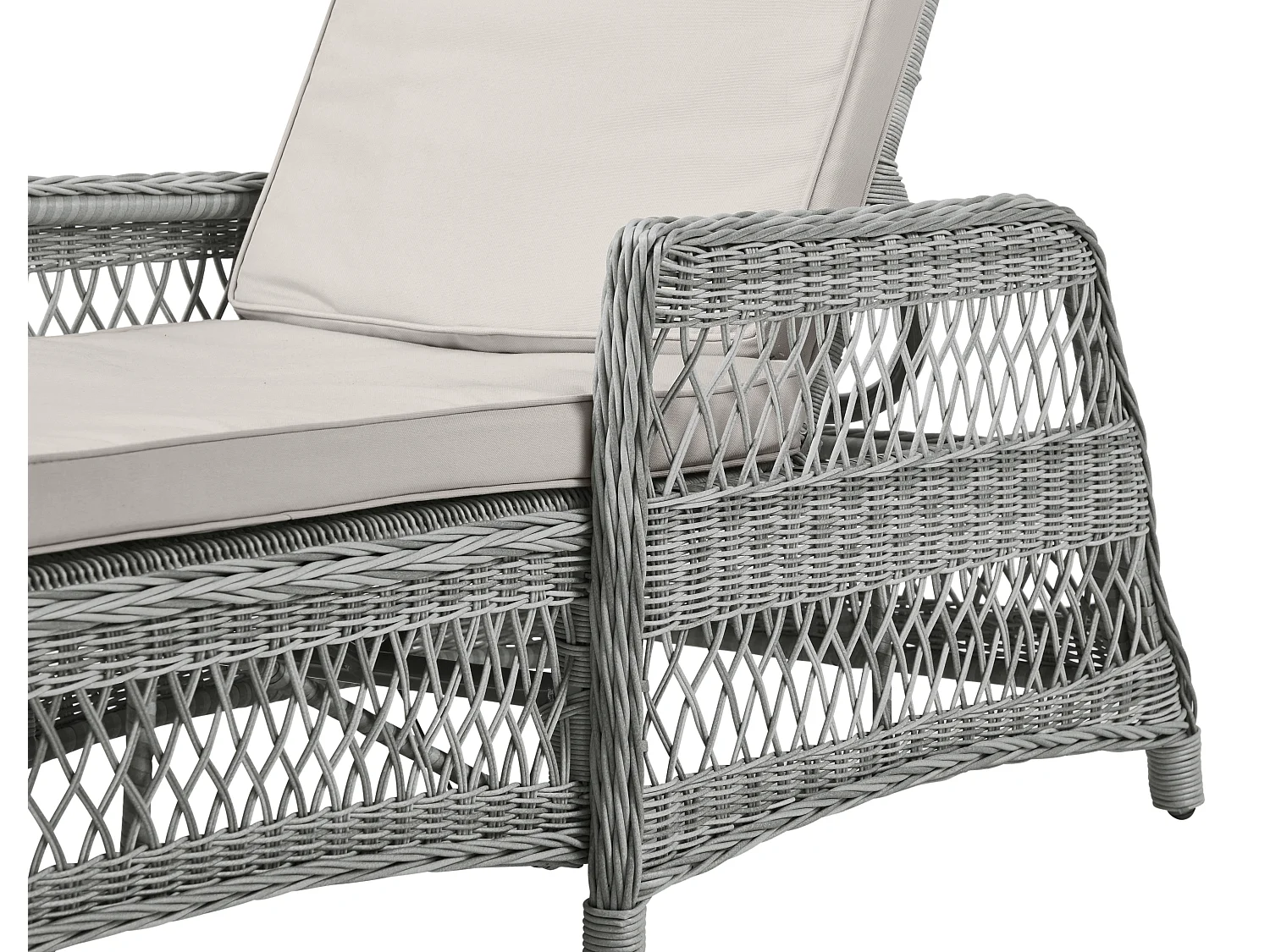 Hven Chaise longue de jardin avec matelas et poignée d'inclinaison, couleur couleur sable.