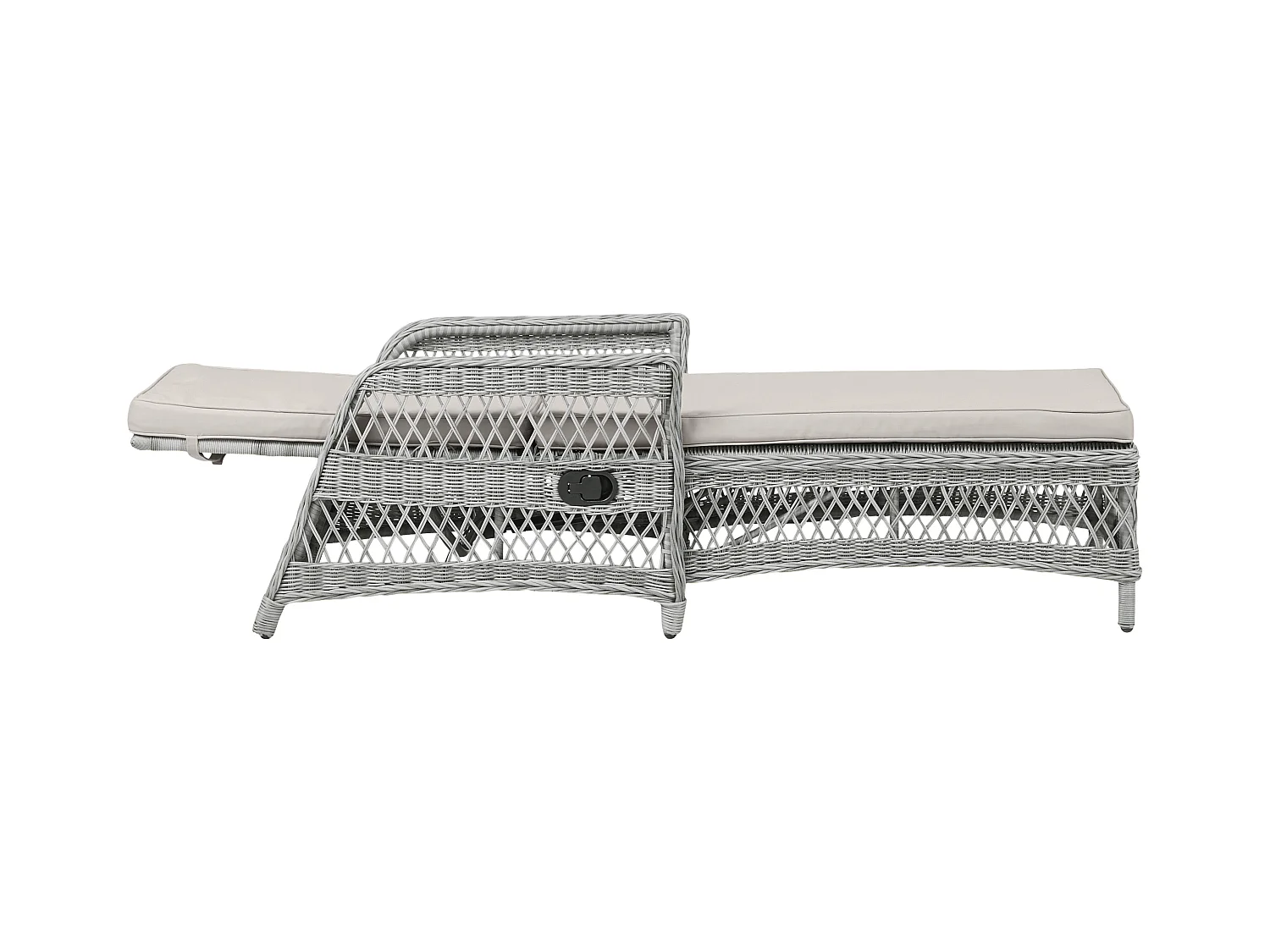 Hven Chaise longue de jardin avec matelas et poignée d'inclinaison, couleur couleur sable.