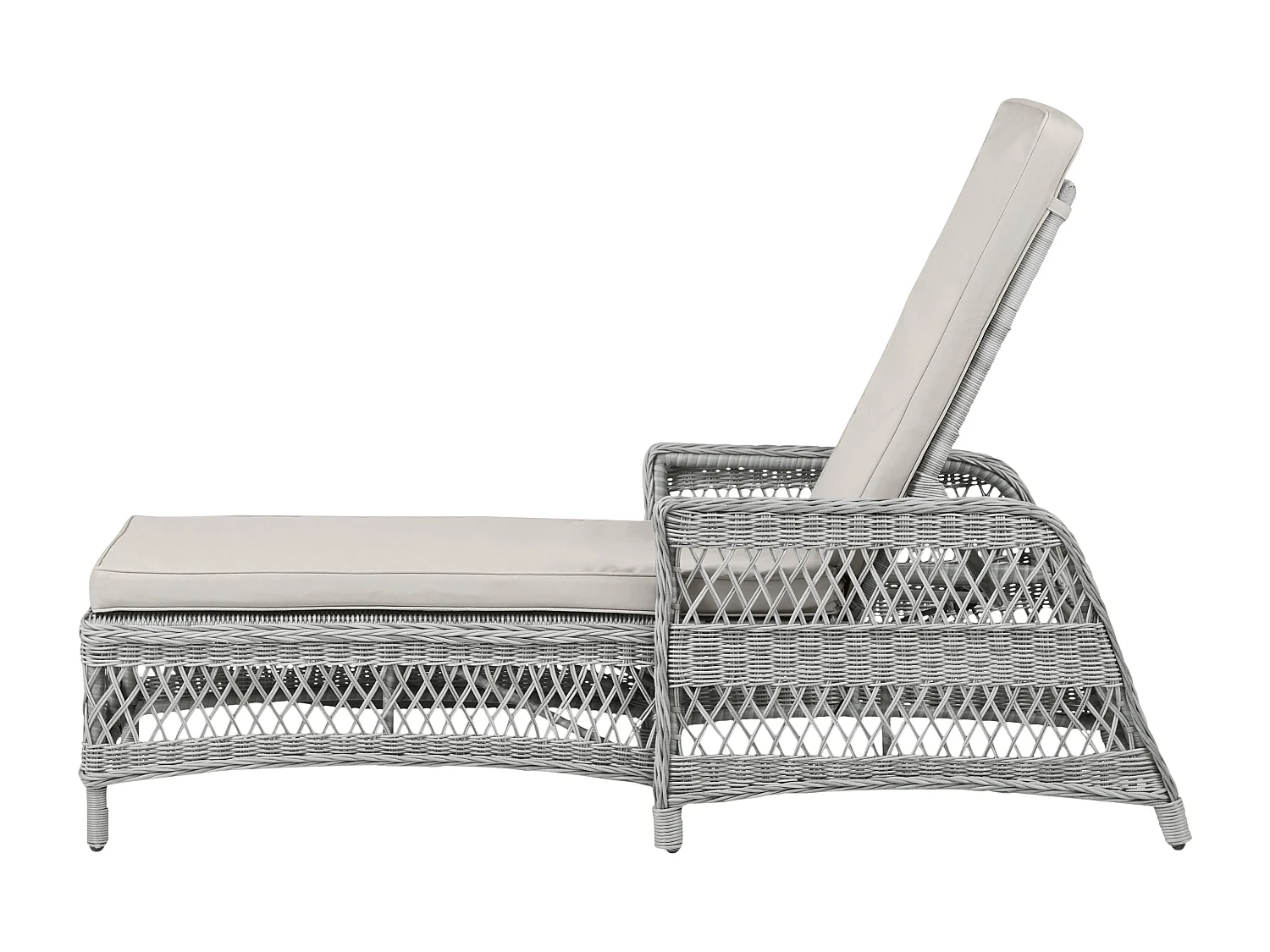 Hven Chaise longue de jardin avec matelas et poignée d'inclinaison, couleur couleur sable.