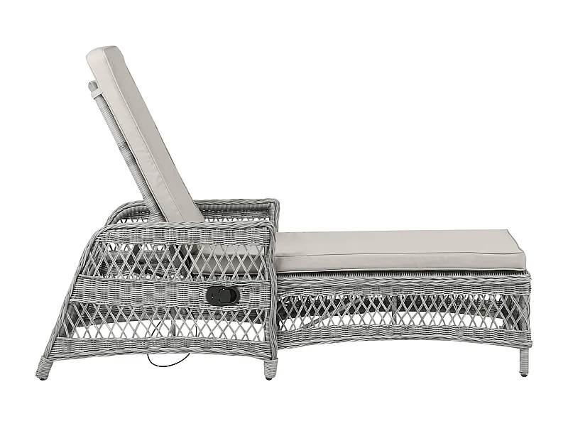 Hven Chaise longue de jardin avec matelas et poignée d'inclinaison, couleur couleur sable.