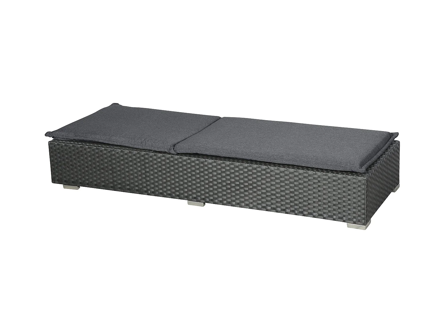 Gida Salon de jardin transat, support d'assise-matelas inclus, noir, gris.