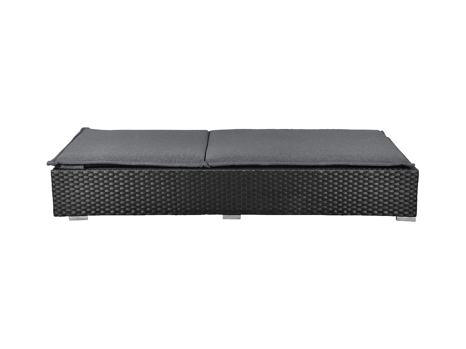 Gida Salon de jardin transat, support d'assise-matelas inclus, noir, gris.