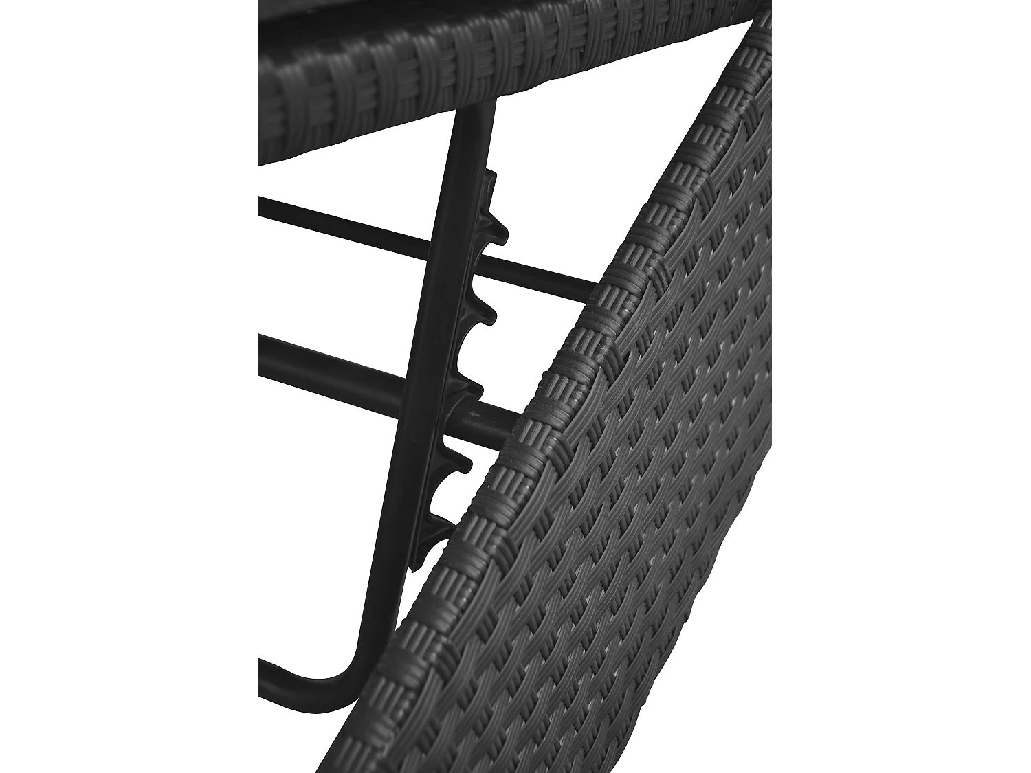 Gida Salon de jardin transat, support d'assise-matelas inclus, noir, gris.