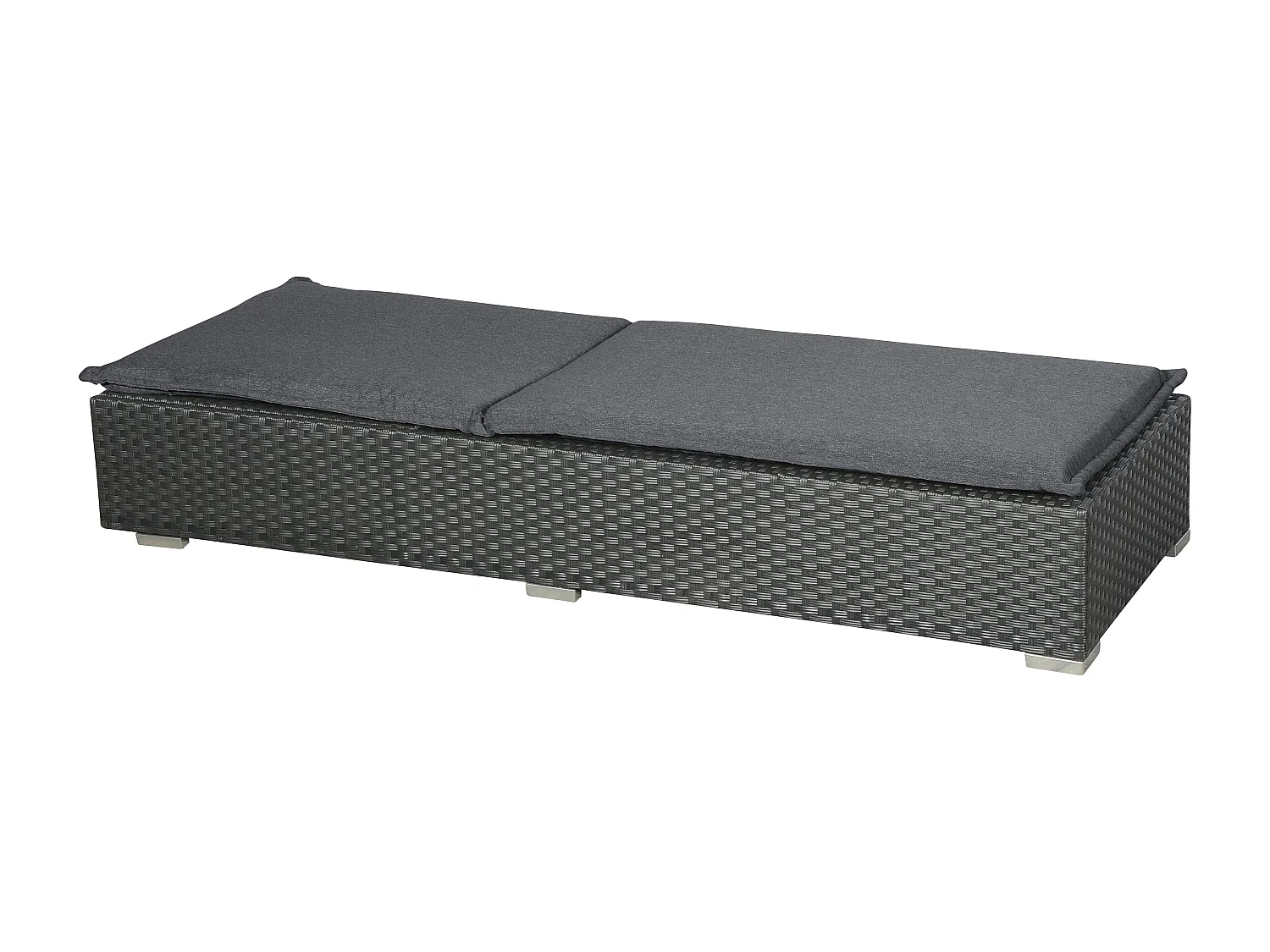 Gida Salon de jardin transat, support d'assise-matelas inclus, noir, gris.