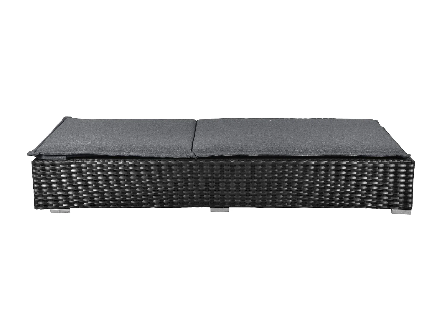 Gida Salon de jardin transat, support d'assise-matelas inclus, noir, gris.