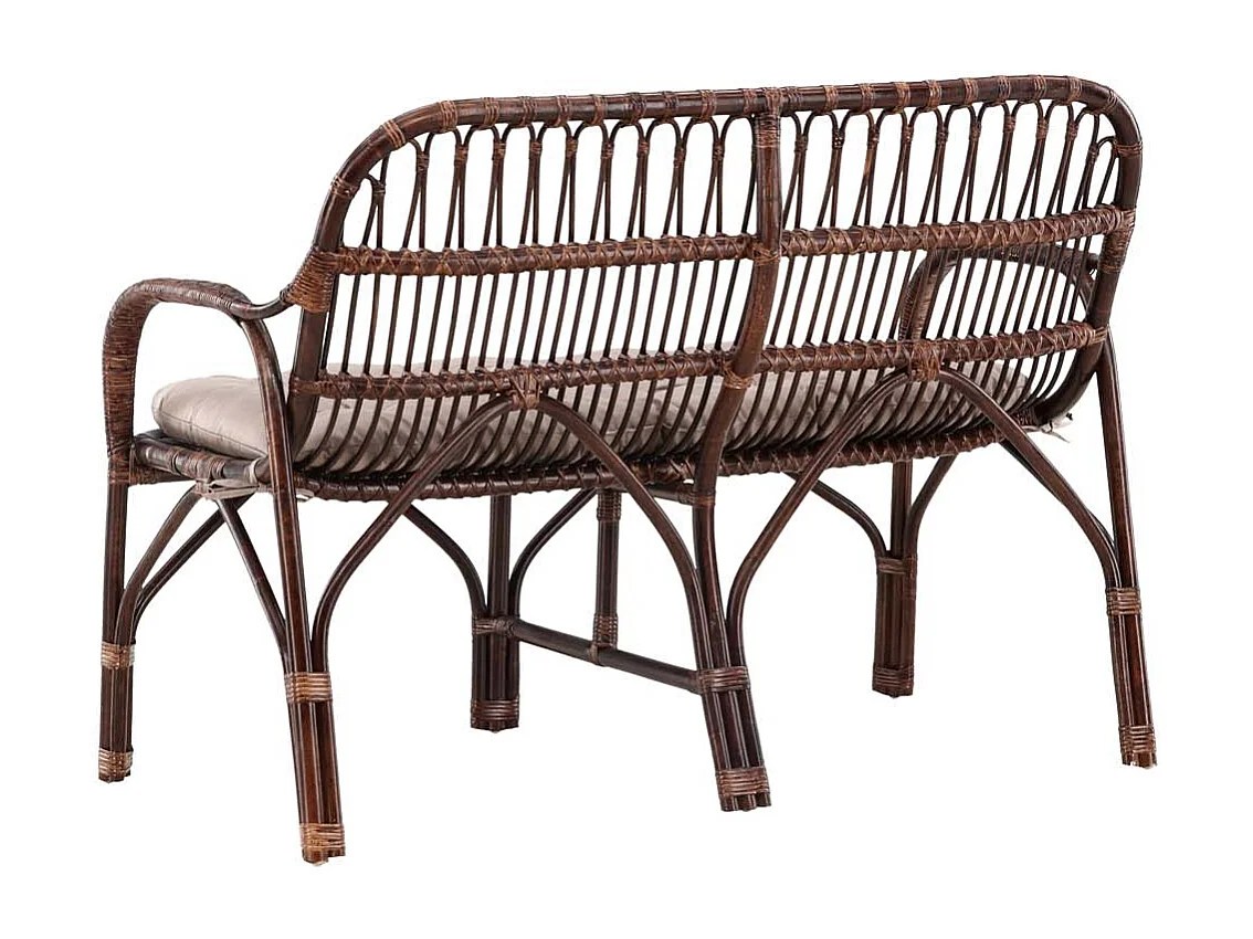 Canapé de Jardin 2 Places en Rotin "Nella" 129cm Noyer