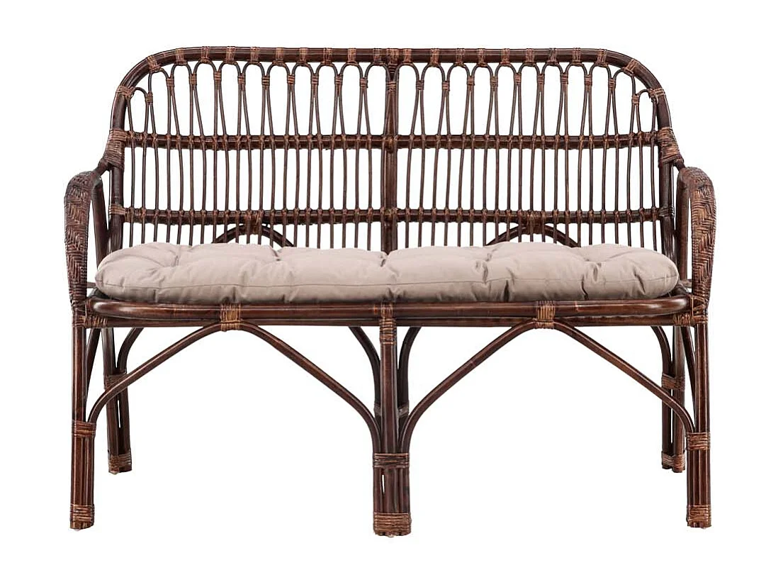 Canapé de Jardin 2 Places en Rotin "Nella" 129cm Noyer