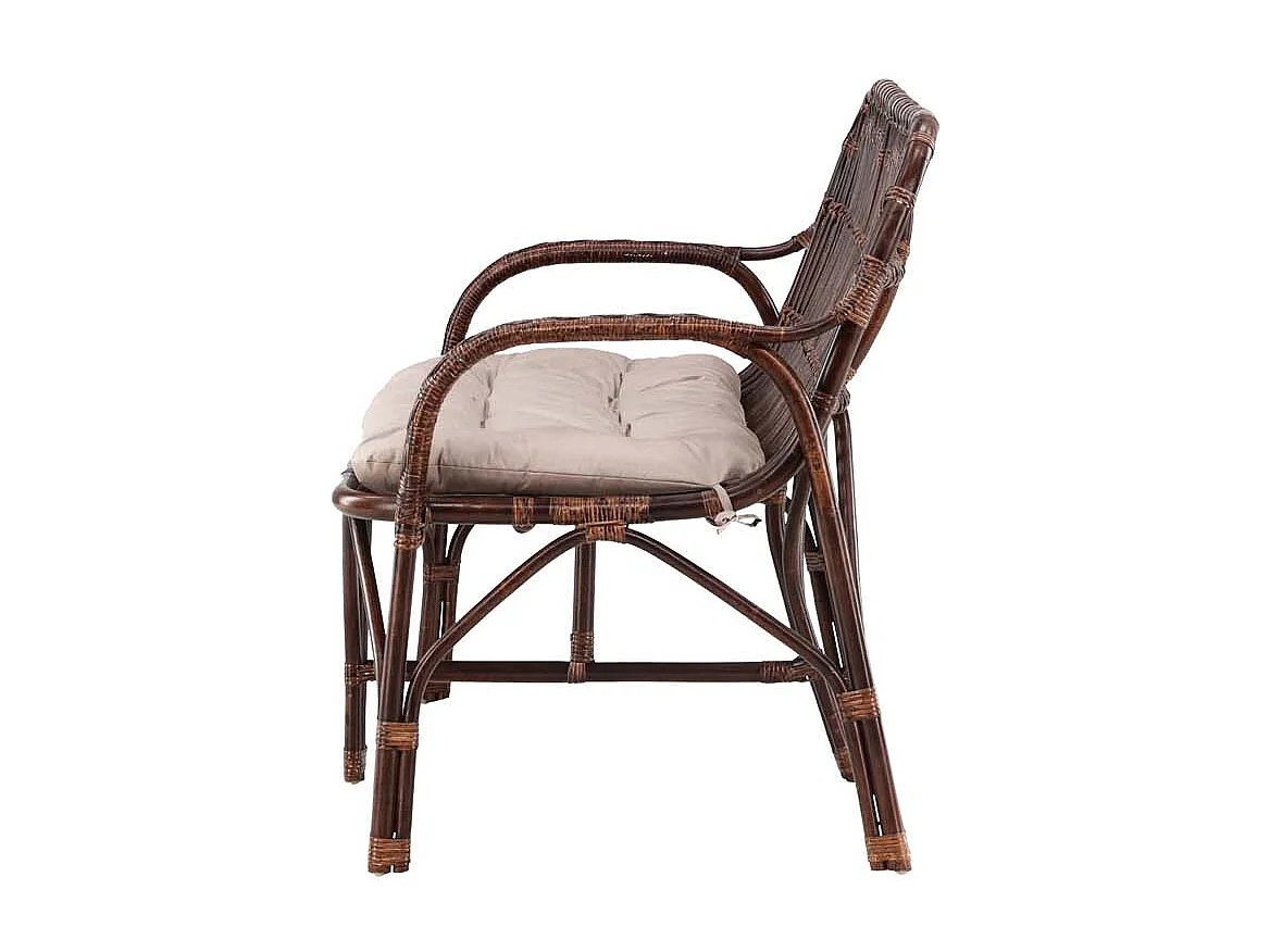 Canapé de Jardin 2 Places en Rotin "Nella" 129cm Noyer