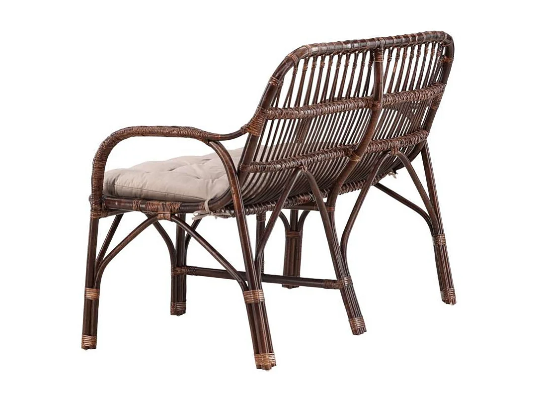 Canapé de Jardin 2 Places en Rotin "Nella" 129cm Noyer