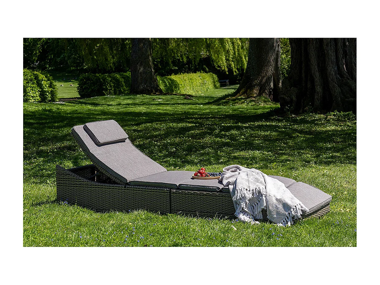 Split ligstoel incl. kussenkubu,zwart.