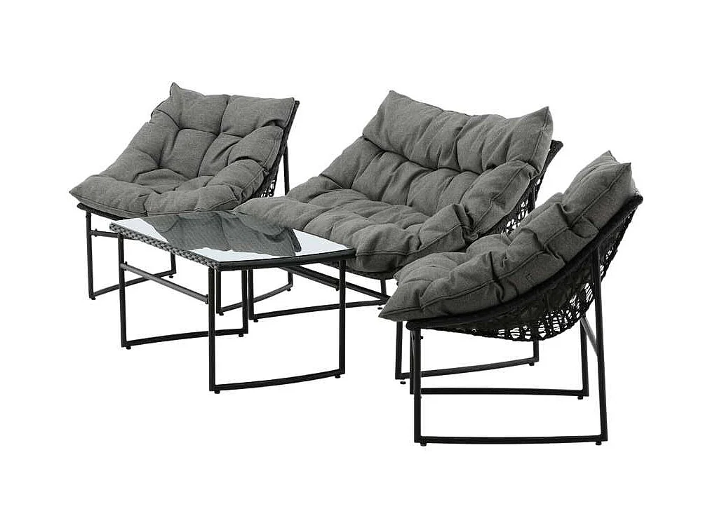 Salon de Jardin en Métal "Tina" 117cm Noir