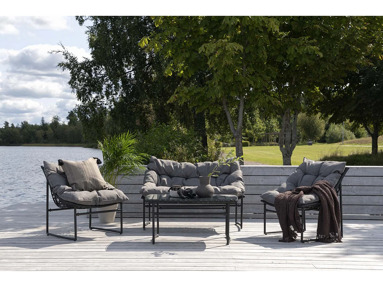 Salon de Jardin en Métal "Tina" 117cm Noir