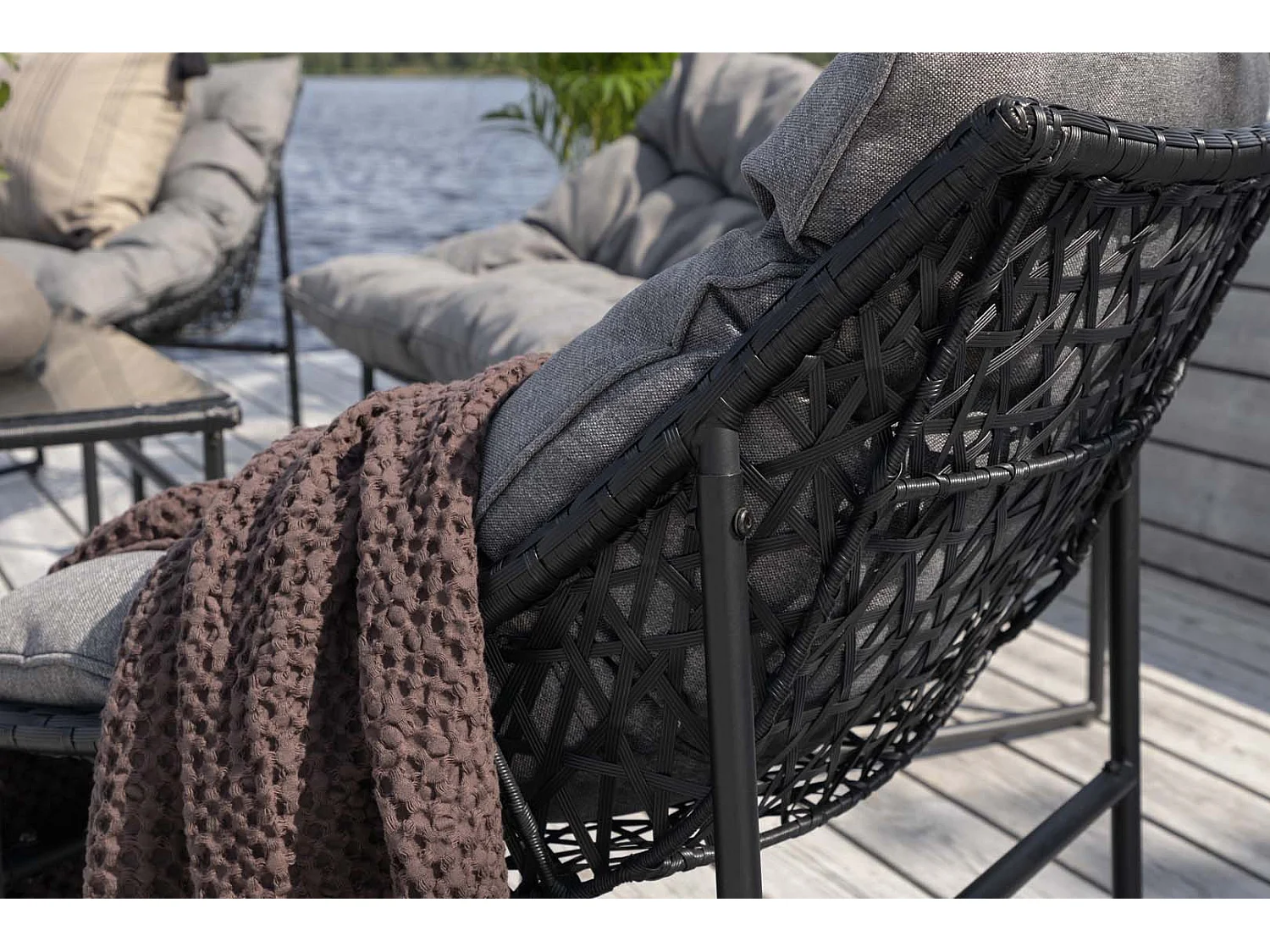 Salon de Jardin en Métal "Tina" 117cm Noir