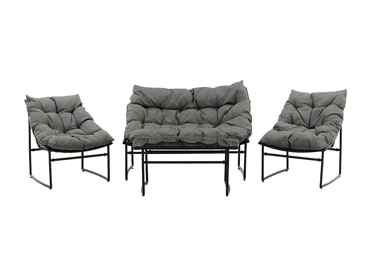 Salon de Jardin en Métal "Tina" 117cm Noir