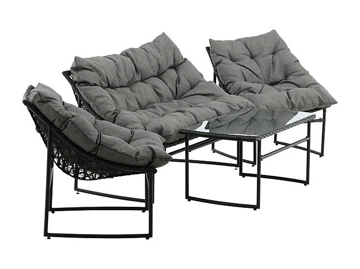 Salon de Jardin en Métal "Tina" 117cm Noir