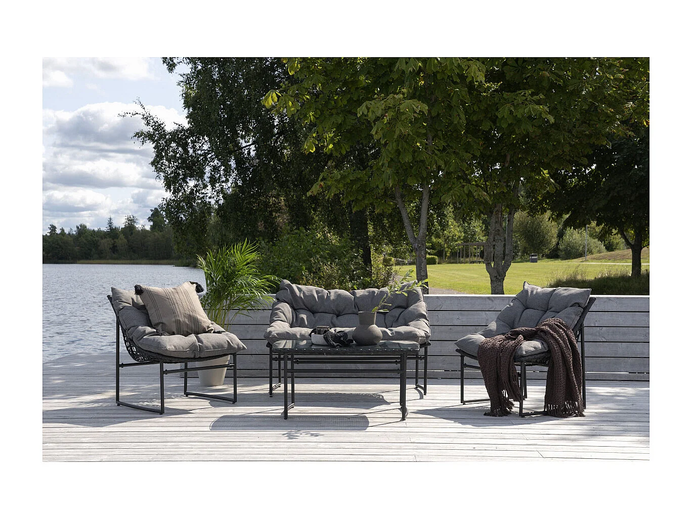 Salon de Jardin en Métal "Tina" 117cm Noir