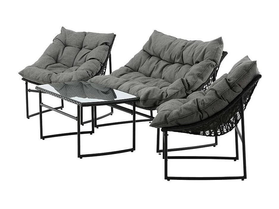 Salon de Jardin en Métal "Tina" 117cm Noir