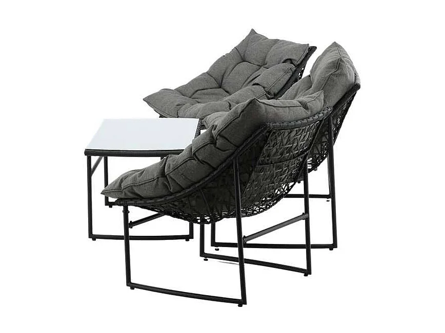 Salon de Jardin en Métal "Tina" 117cm Noir