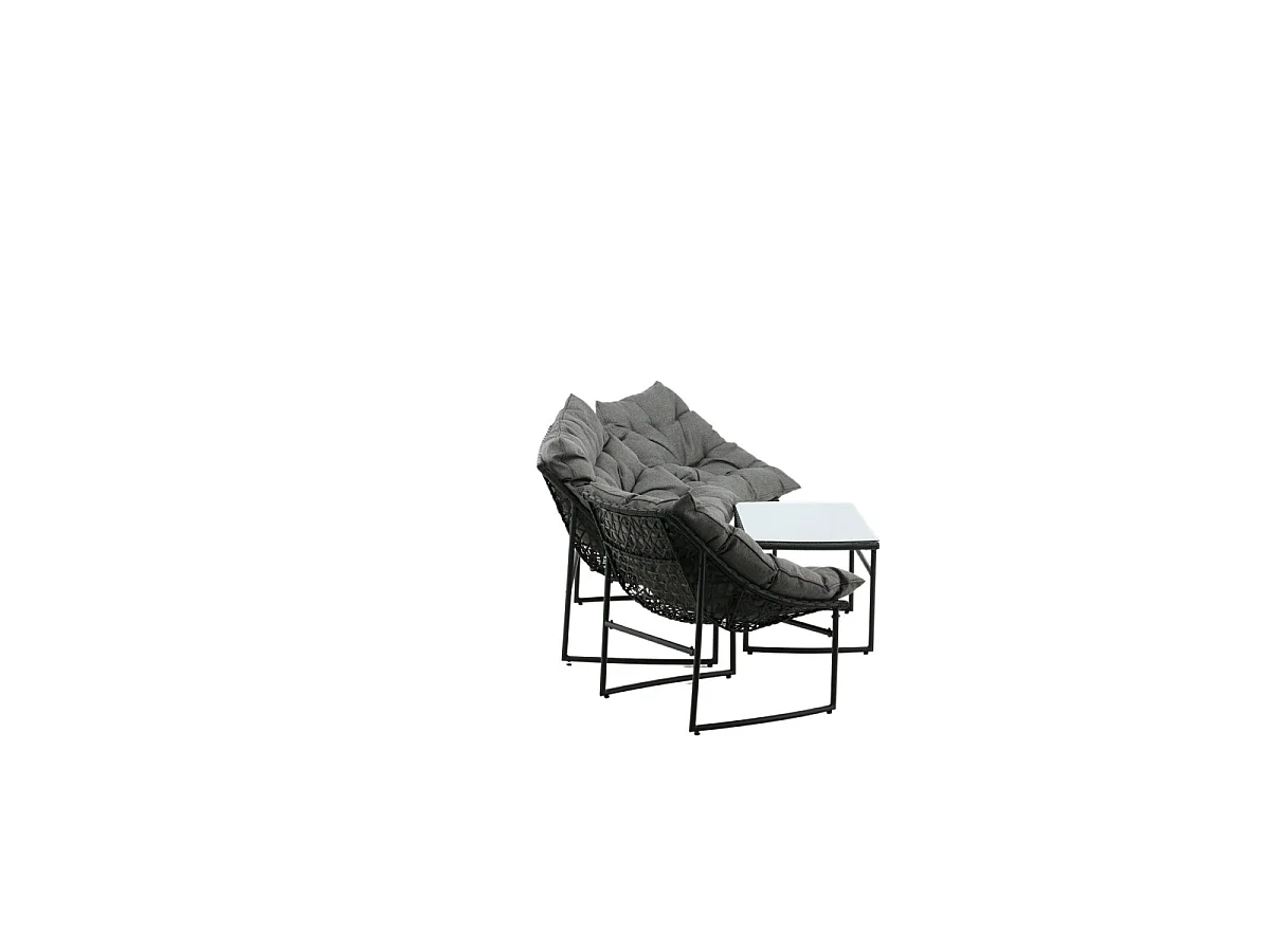 Salon de Jardin en Métal "Tina" 117cm Noir
