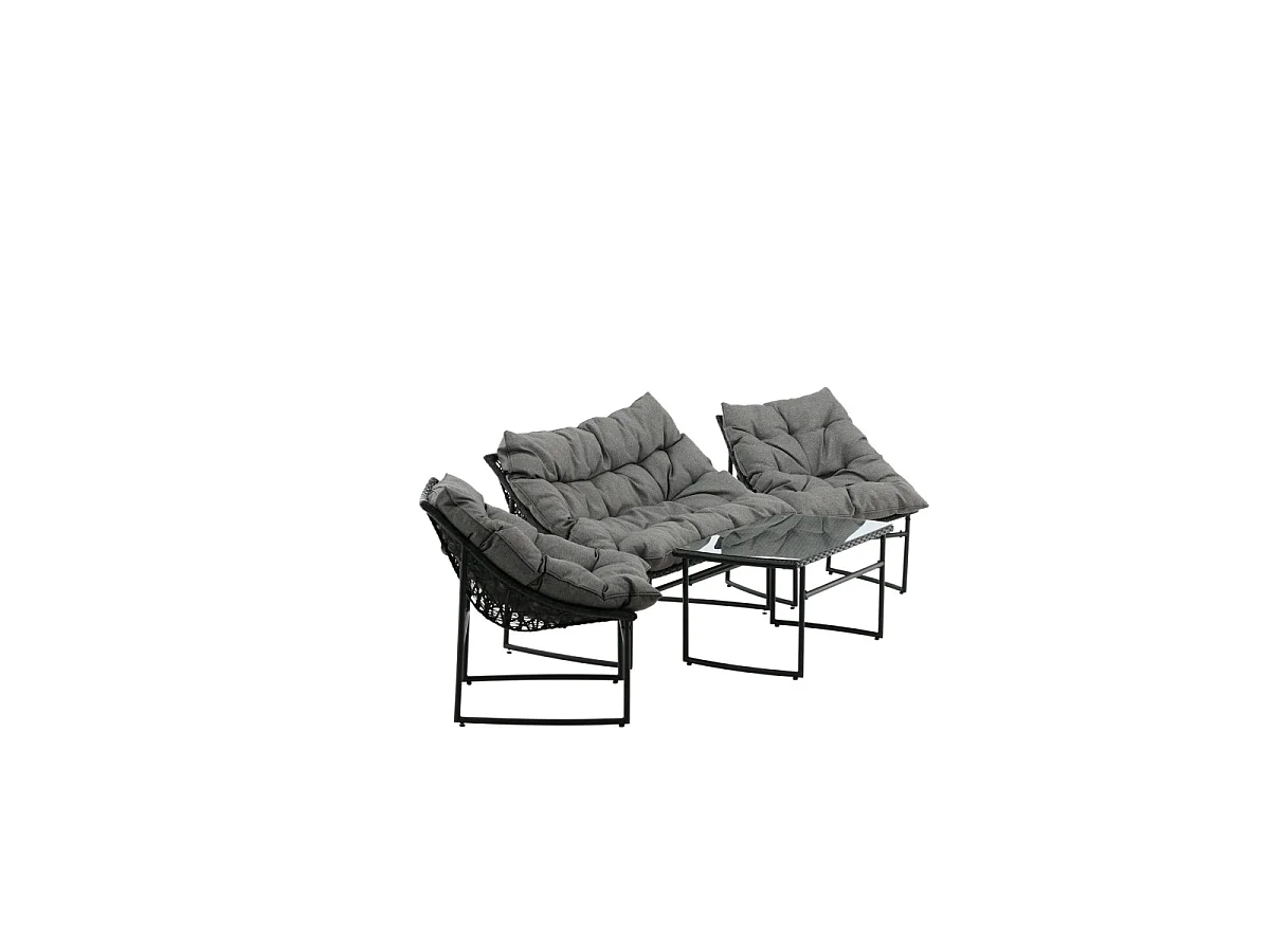 Salon de Jardin en Métal "Tina" 117cm Noir