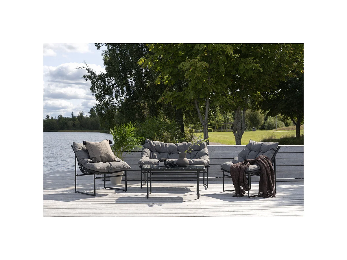 Salon de Jardin en Métal "Tina" 117cm Noir