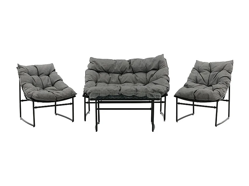 Tina loungeset 4 delen zwart.