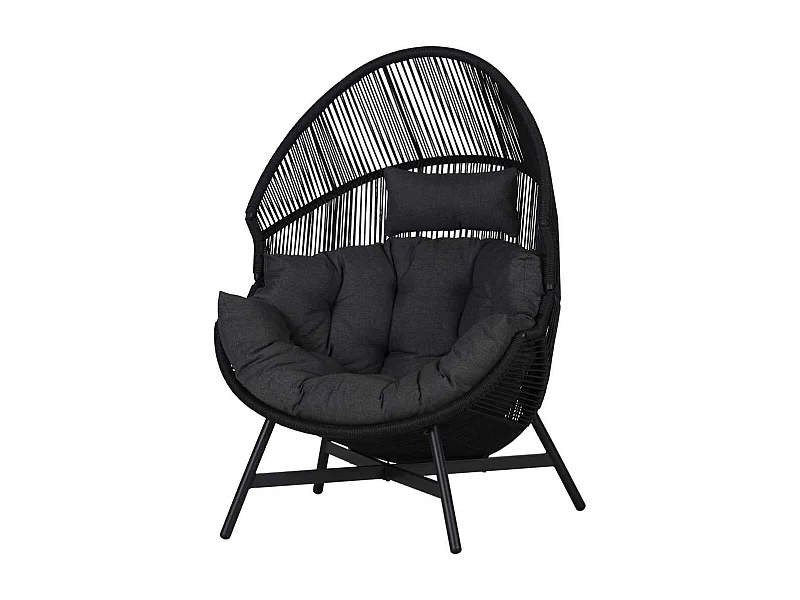 Benny leunstoel tuin zwart,grijs.