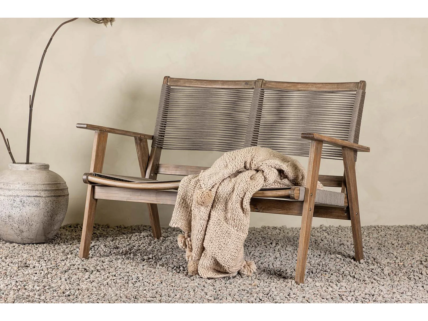 Canapé de Jardin 2 Places "Little John" 120cm Marron