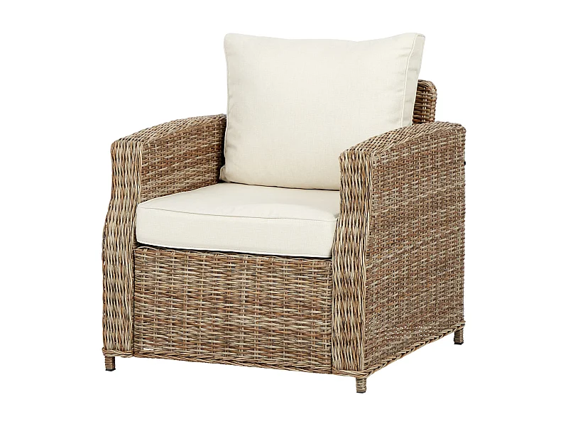 Gram fauteuil tuin model 1, incl. kussen, naturel en off white.