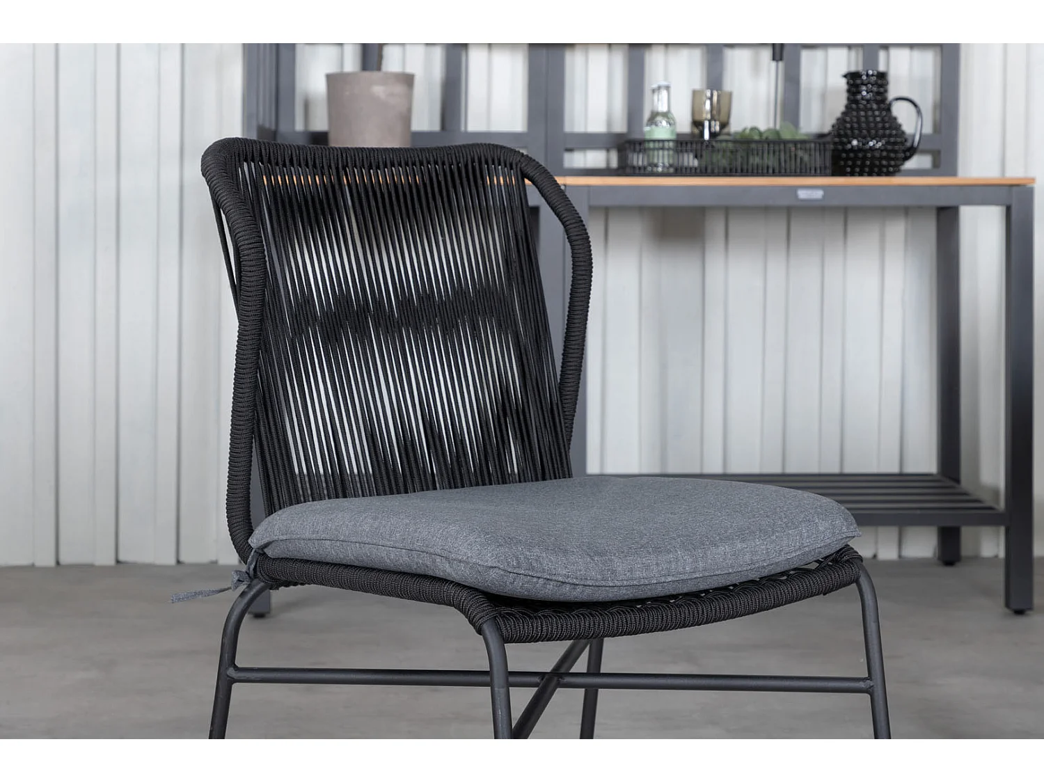 Panama tuinmeubelset tafel 90x152/210cm en 4 stoel Julian zwart, naturel.