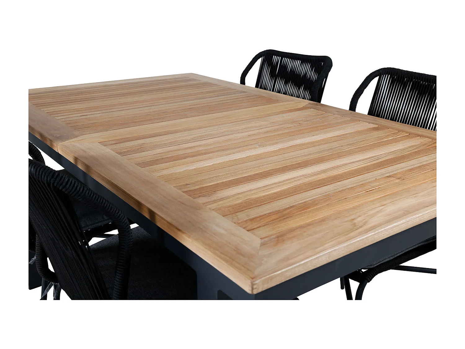 Panama tuinmeubelset tafel 90x152/210cm en 4 stoel Julian zwart, naturel.