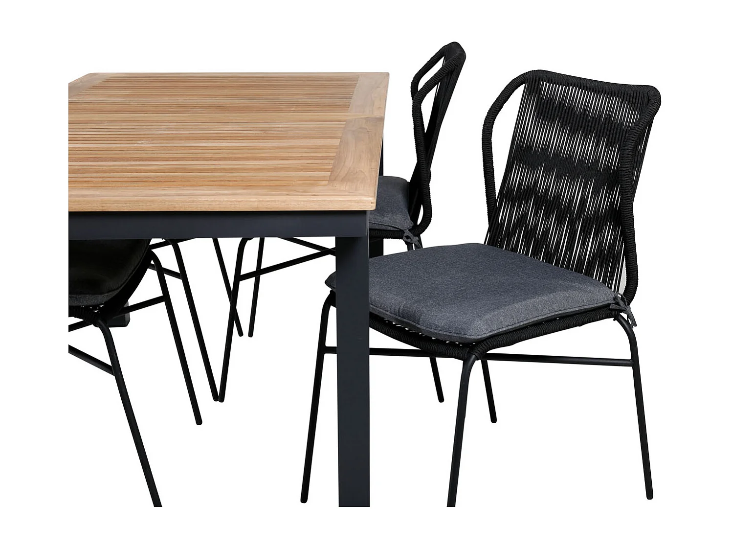 Panama tuinmeubelset tafel 90x152/210cm en 4 stoel Julian zwart, naturel.