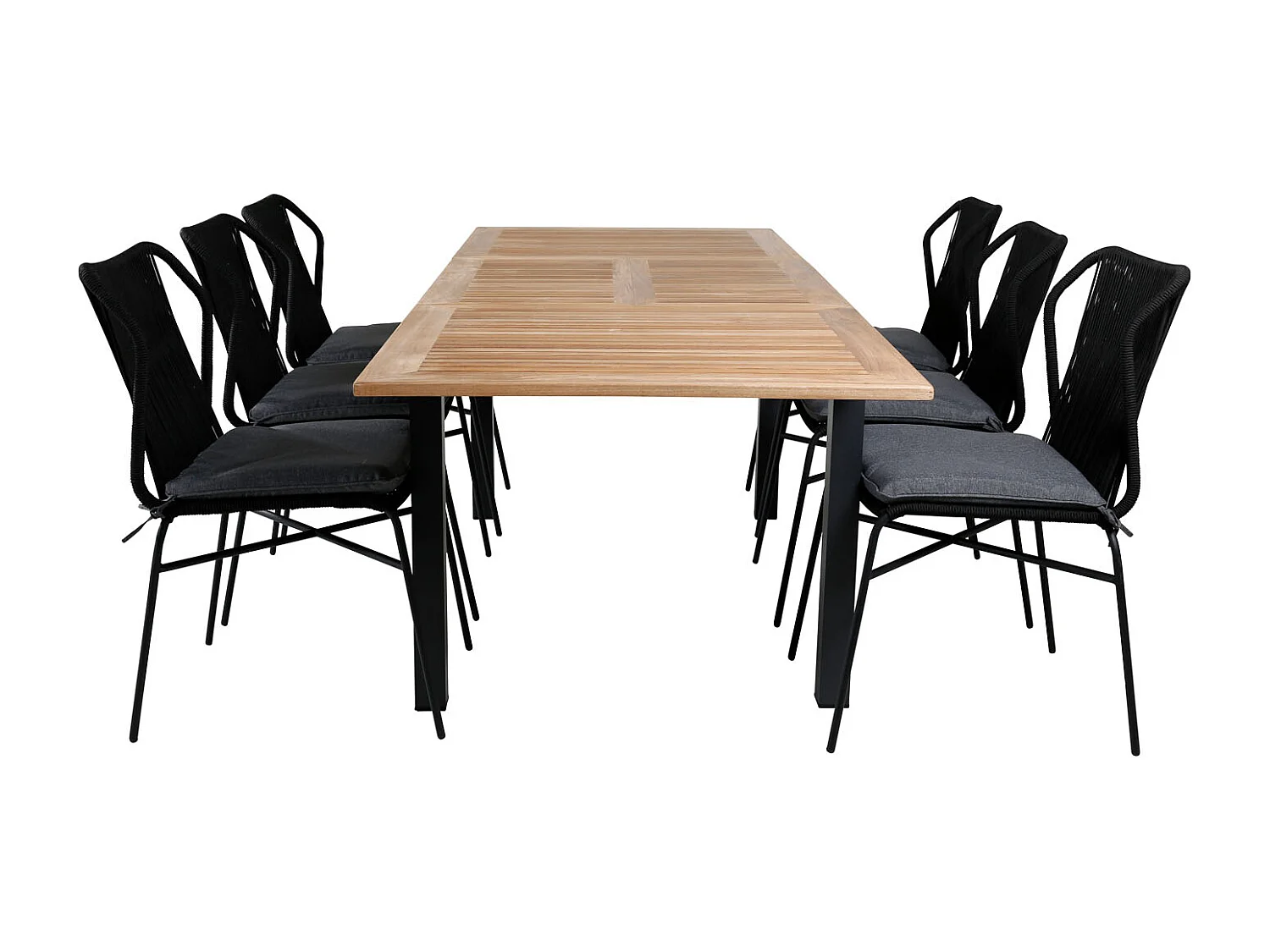 Panama tuinmeubelset tafel 90x152/210cm en 6 stoel Julian zwart, naturel.