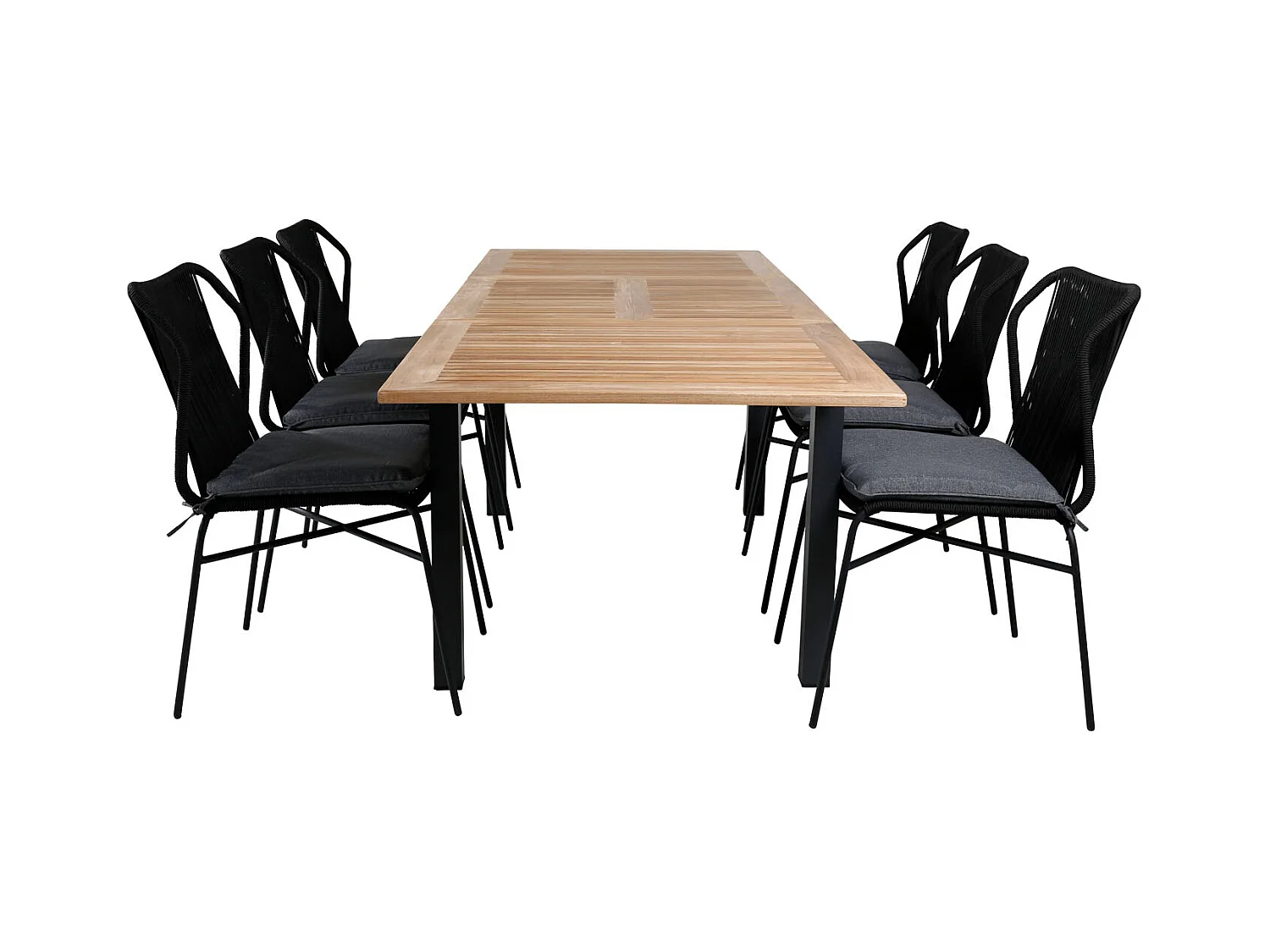 Panama tuinmeubelset tafel 90x152/210cm en 6 stoel Julian zwart, naturel.