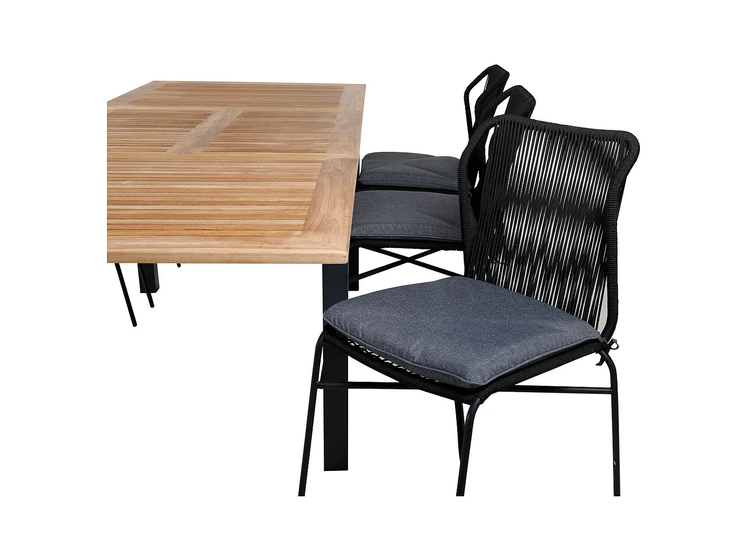 Panama Ensemble table et chaises de jardin, table 90x152/210cm et 6 chaises Julian, noir, naturel.