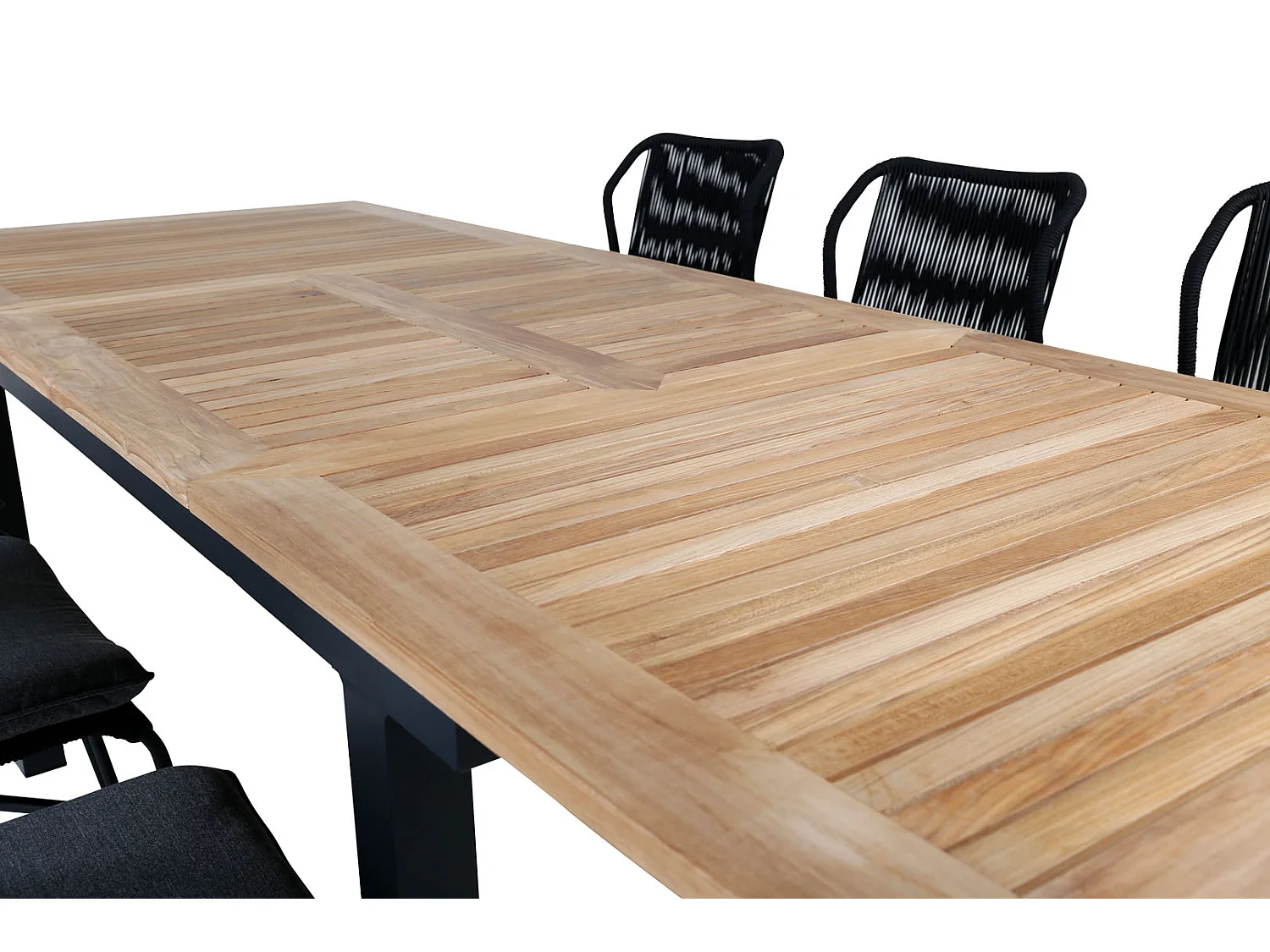 Panama tuinmeubelset tafel 90x152/210cm en 6 stoel Julian zwart, naturel.