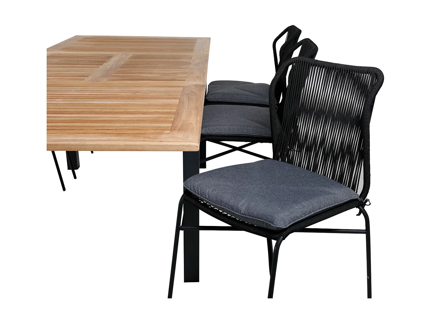 Panama tuinmeubelset tafel 90x152/210cm en 6 stoel Julian zwart, naturel.