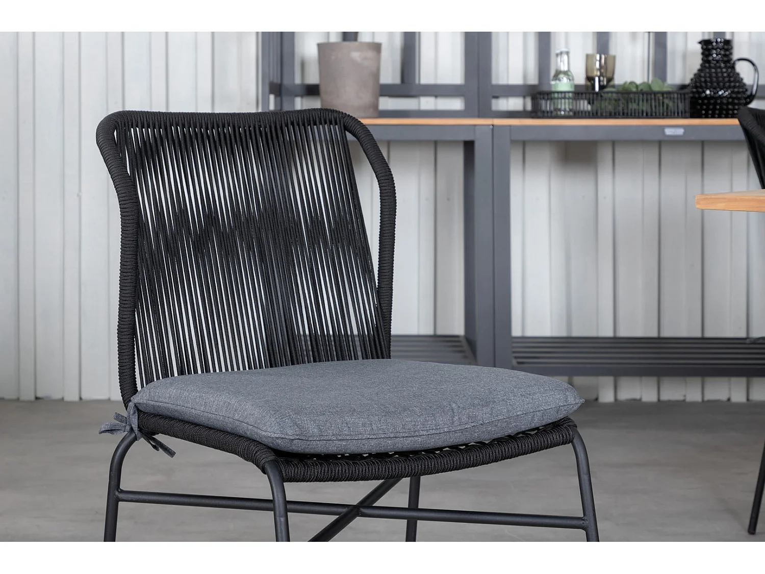 Panama tuinmeubelset tafel 90x152/210cm en 6 stoel Julian zwart, naturel.