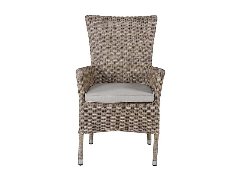 Toscana leunstoel tuin met tuinkussen beige.