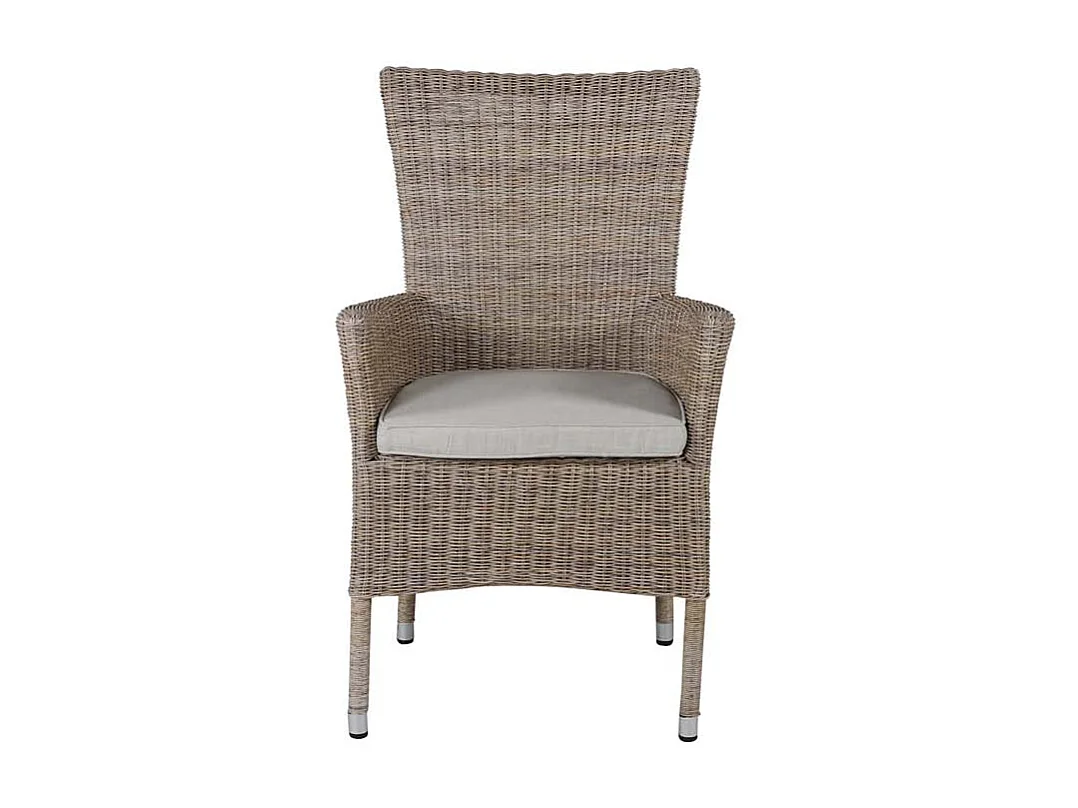 Toscana leunstoel tuin met tuinkussen beige.