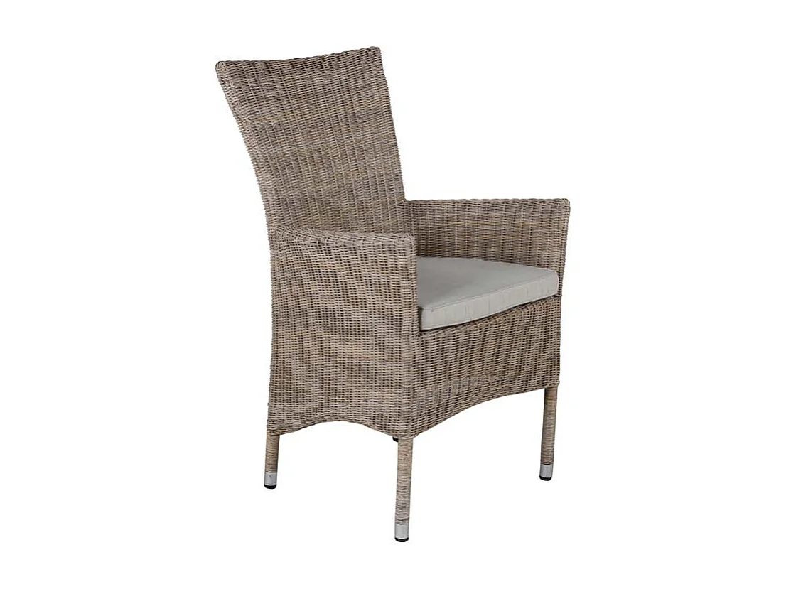 Toscana chaise avec coussin de jardin beige.
