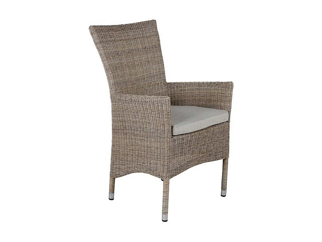 Toscana chaise avec coussin de jardin beige.