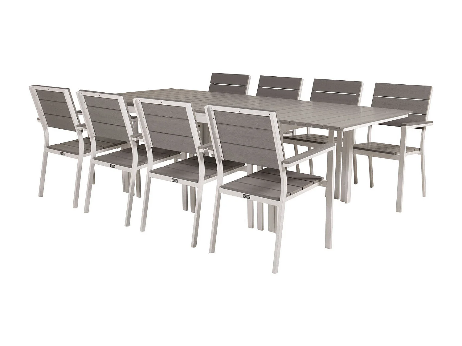 Levels Gartenset Tisch 100x160/240cm und 8 Stühle Levels weiß, grau.